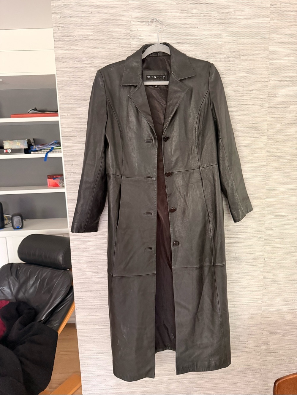 Vintage genuine leather trench coat